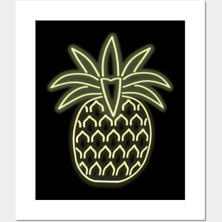 80s Retro Neon Sign Aloha Pineapple Posters and Art